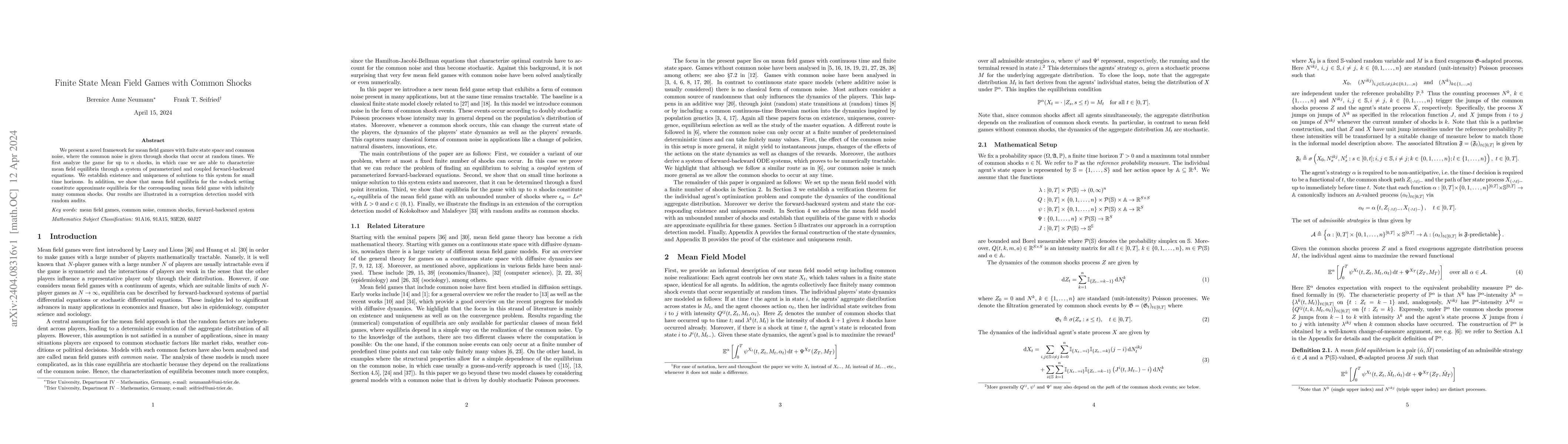 Thumbnail for Finite State Mean Field Games with Common Shocks