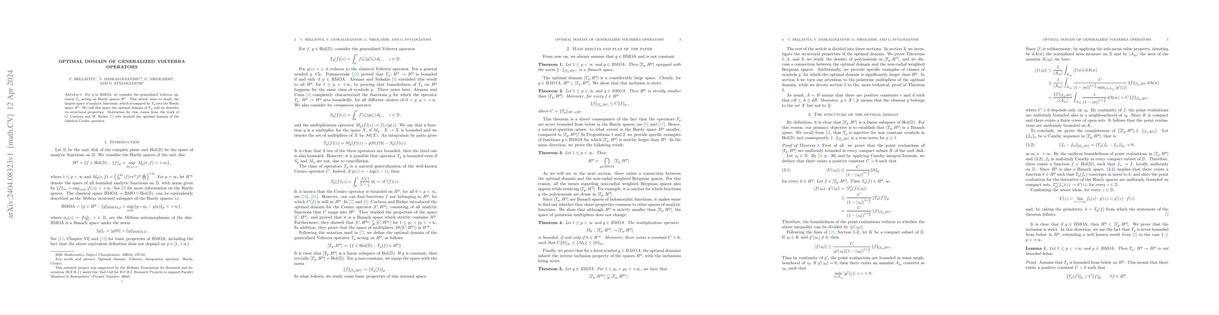 Thumbnail for Optimal Domain of generalized Volterra operators