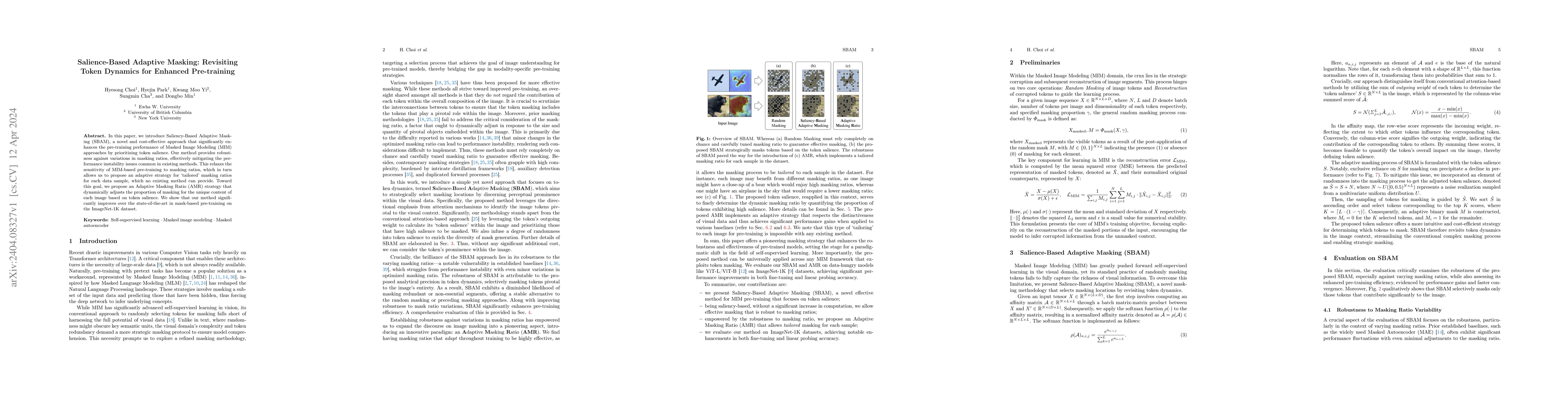 Thumbnail for Salience-Based Adaptive Masking: Revisiting Token Dynamics for Enhanced
  Pre-training