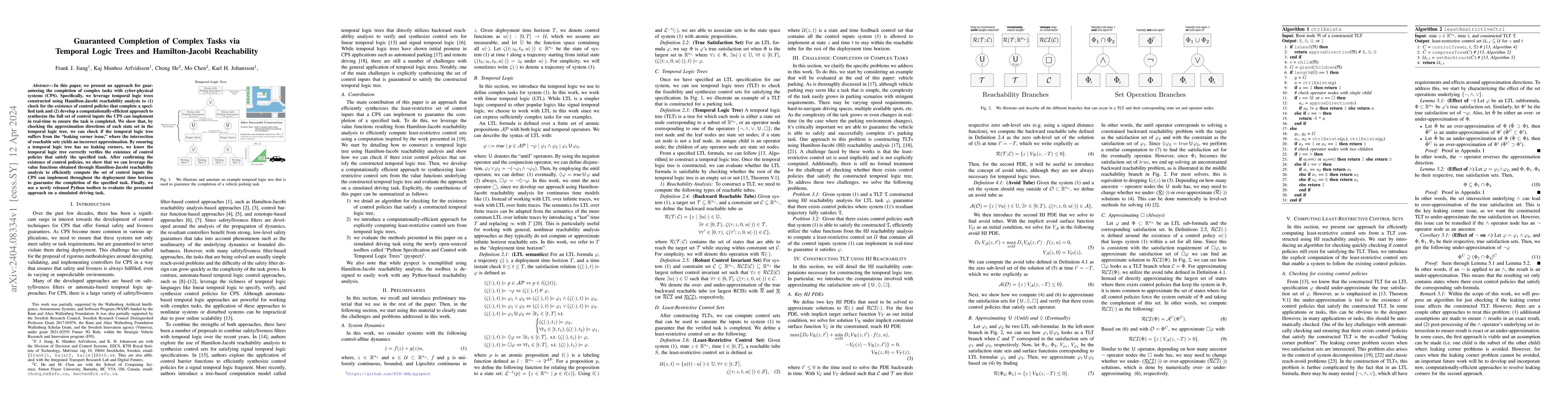 Thumbnail for Guaranteed Completion of Complex Tasks via Temporal Logic Trees and
  Hamilton-Jacobi Reachability