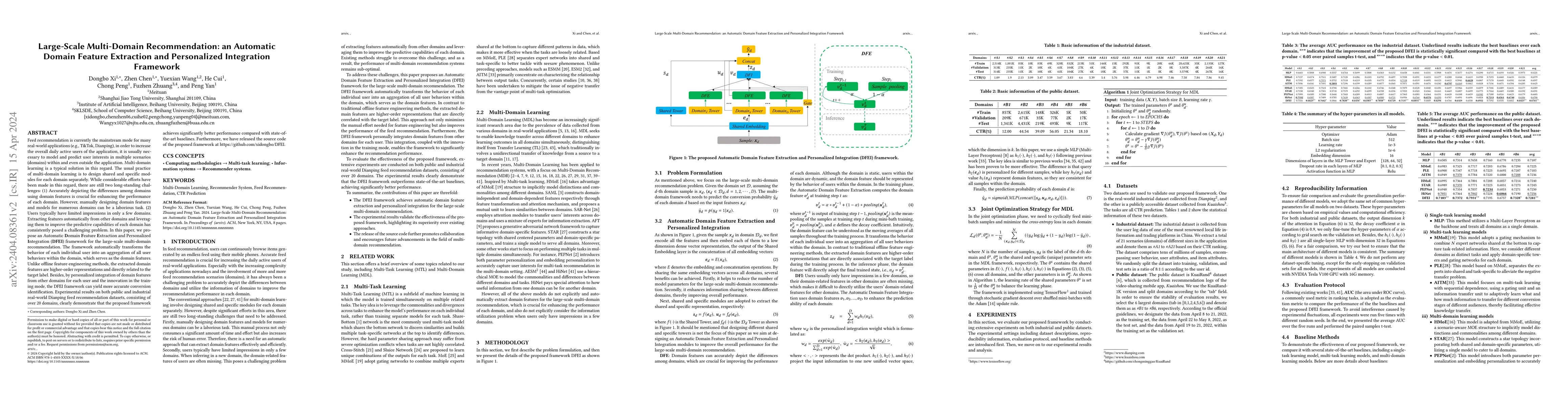 Thumbnail for Large-Scale Multi-Domain Recommendation: an Automatic Domain Feature
  Extraction and Personalized Integration Framework