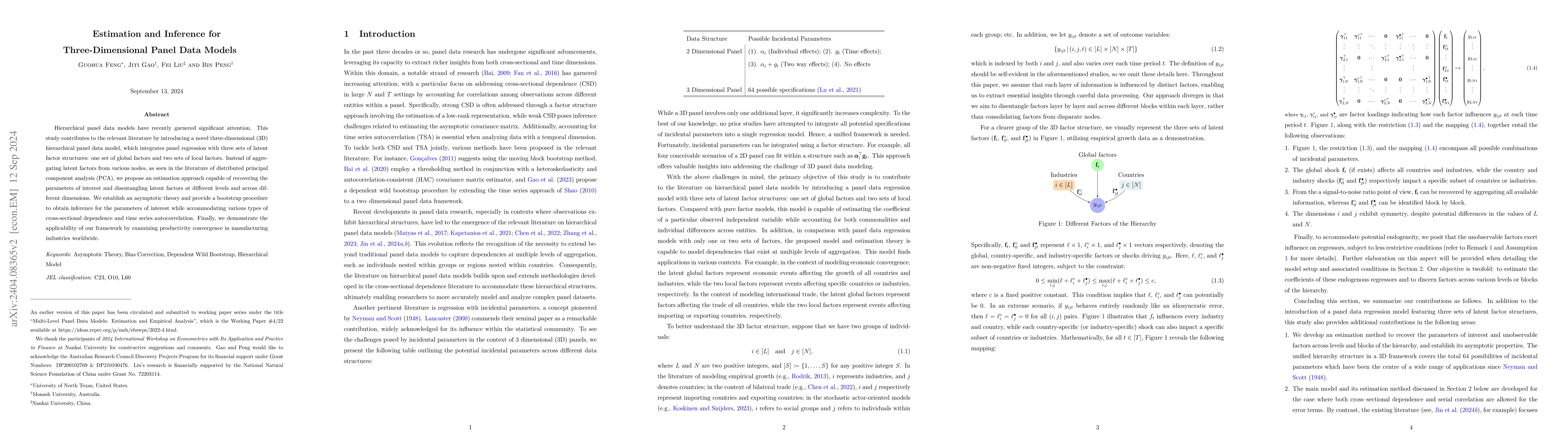 Thumbnail for Estimation and Inference for Three-Dimensional Panel Data Models