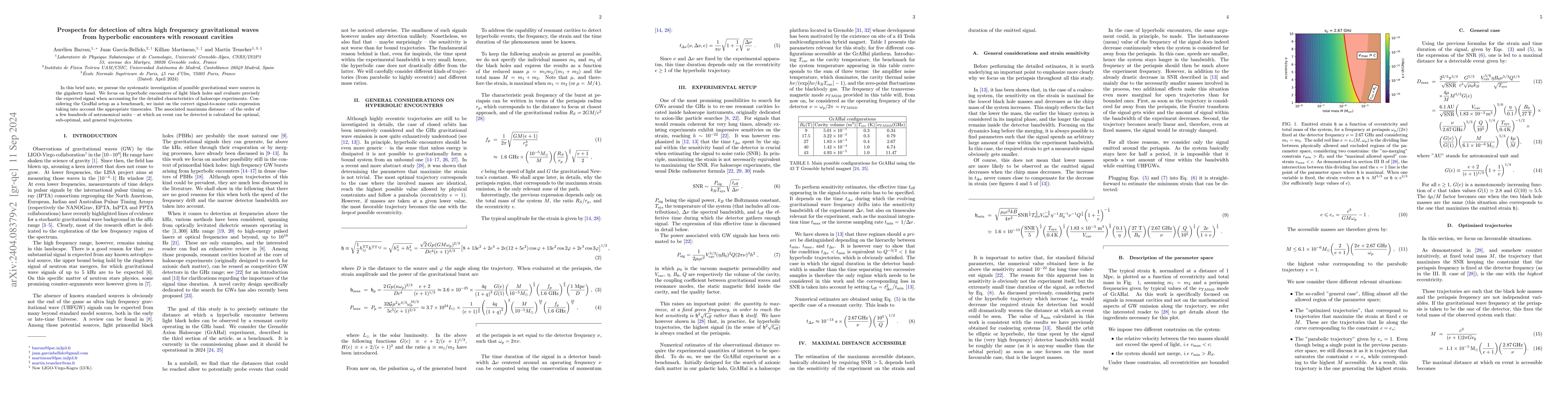 Thumbnail for Prospects for detection of ultra high frequency gravitational waves from
  hyperbolic encounters with resonant cavities