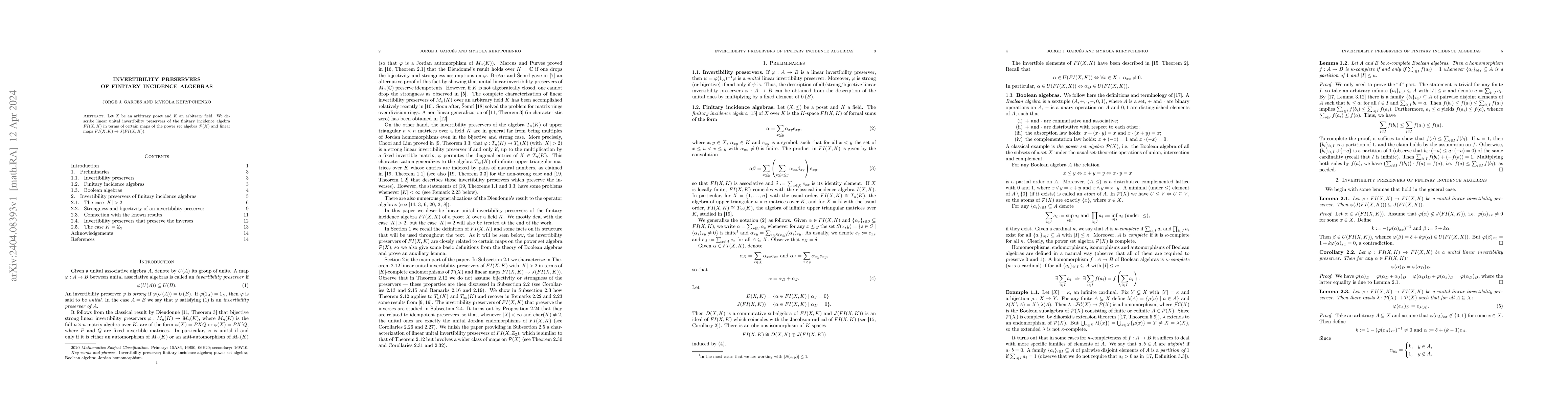 Thumbnail for Invertibility preservers of finitary incidence algebras