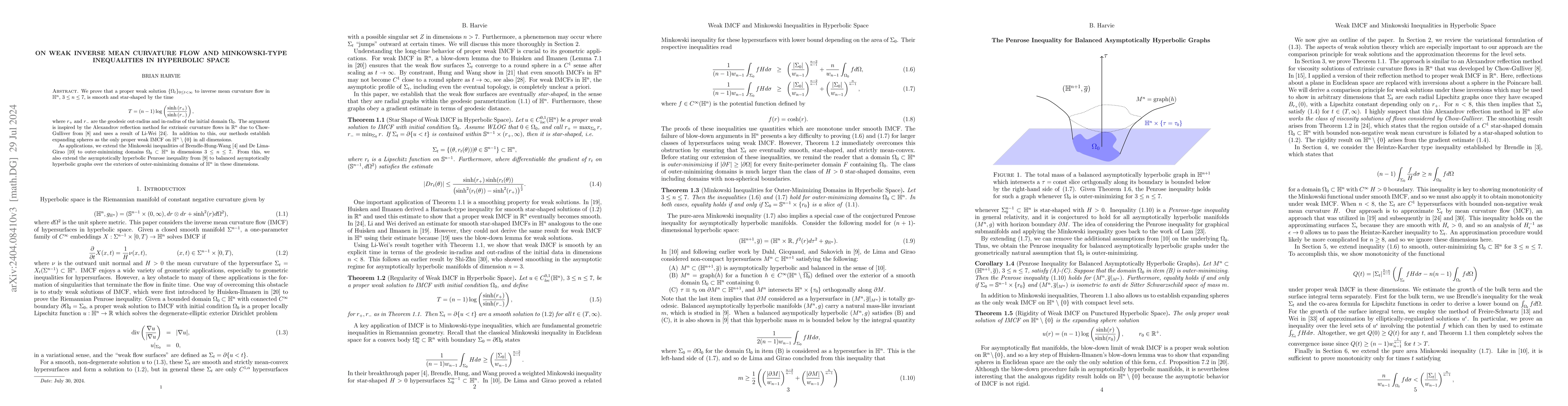 Thumbnail for On weak inverse mean curvature flow and Minkowski-type inequalities in
  hyperbolic space
