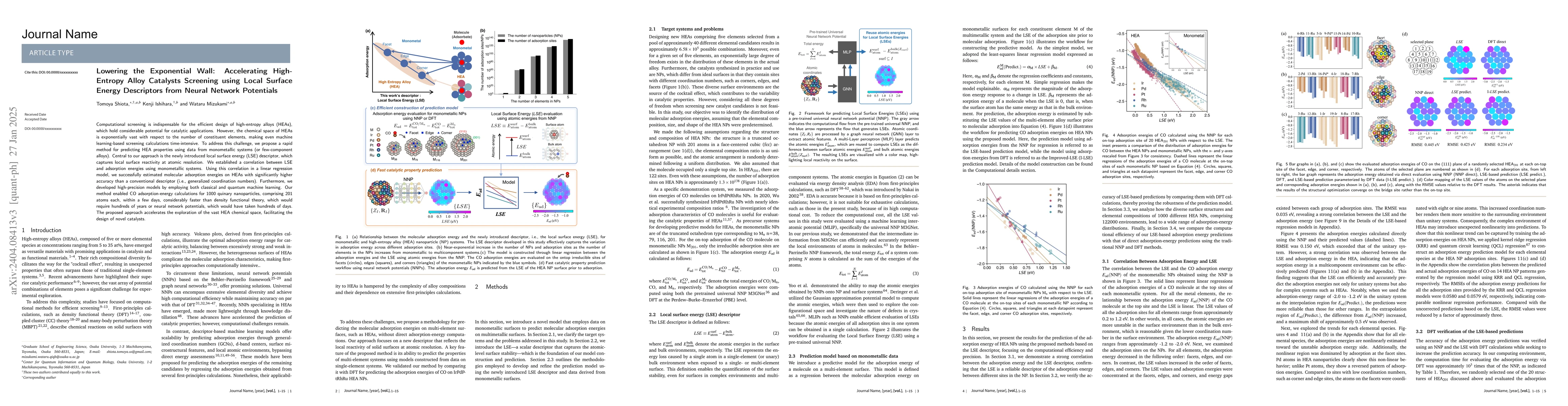 Thumbnail for Lowering the Exponential Wall: Accelerating High-Entropy Alloy Catalysts
  Screening using Local Surface Energy Descriptors from Neural Network
  Potentials