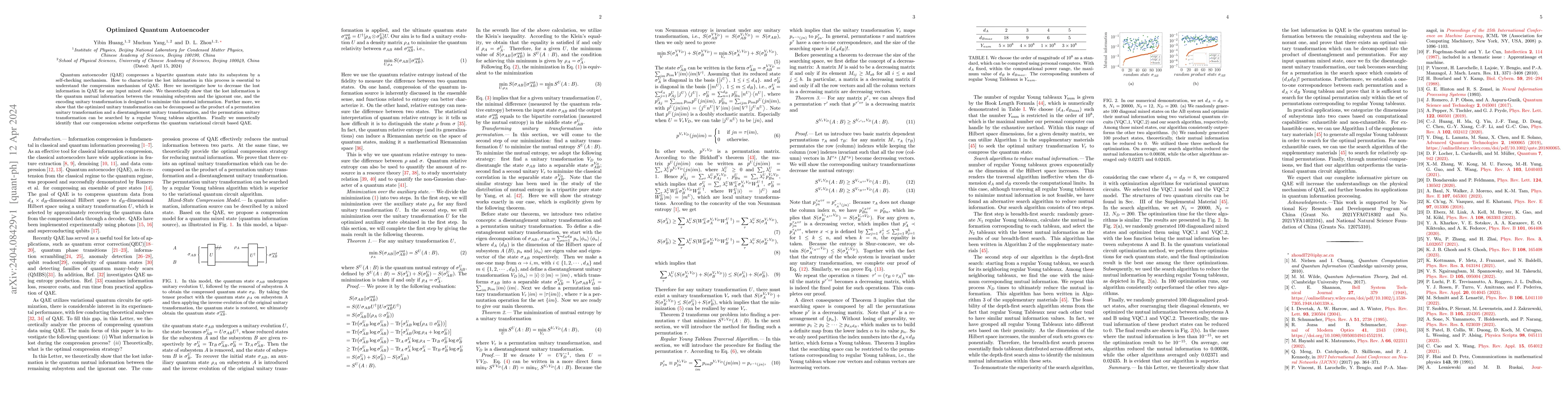 Thumbnail for Optimized Quantum Autoencoder