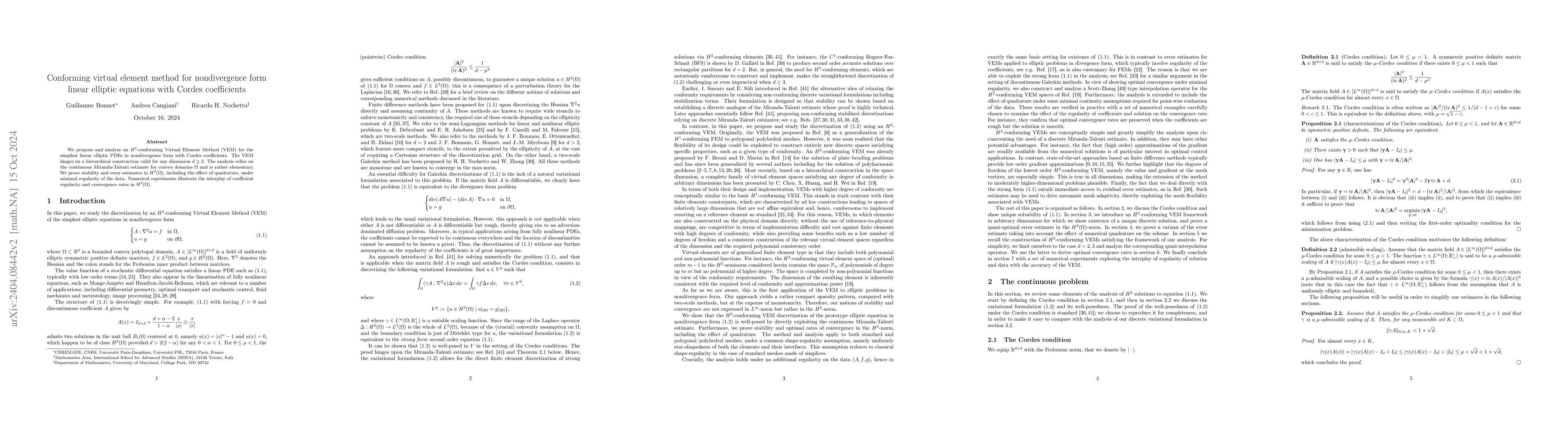 Thumbnail for Conforming virtual element method for nondivergence form linear elliptic
  equations with Cordes coefficients