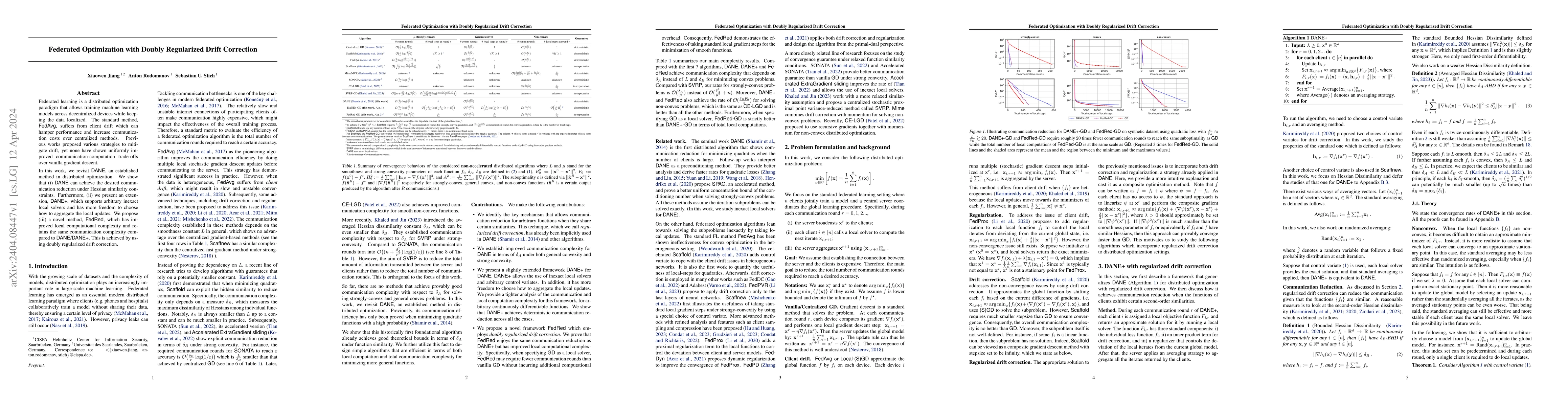 Thumbnail for Federated Optimization with Doubly Regularized Drift Correction