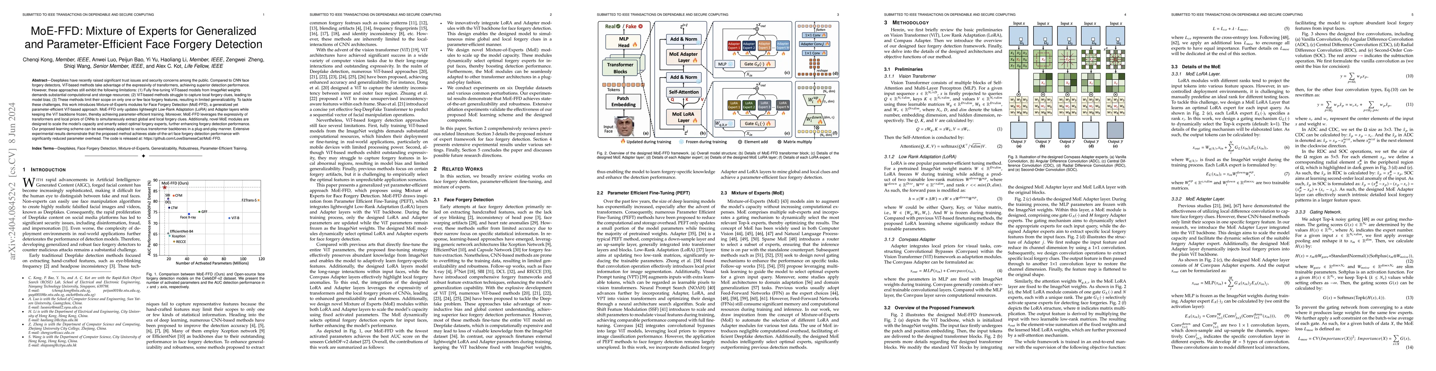 Thumbnail for MoE-FFD: Mixture of Experts for Generalized and Parameter-Efficient Face
  Forgery Detection