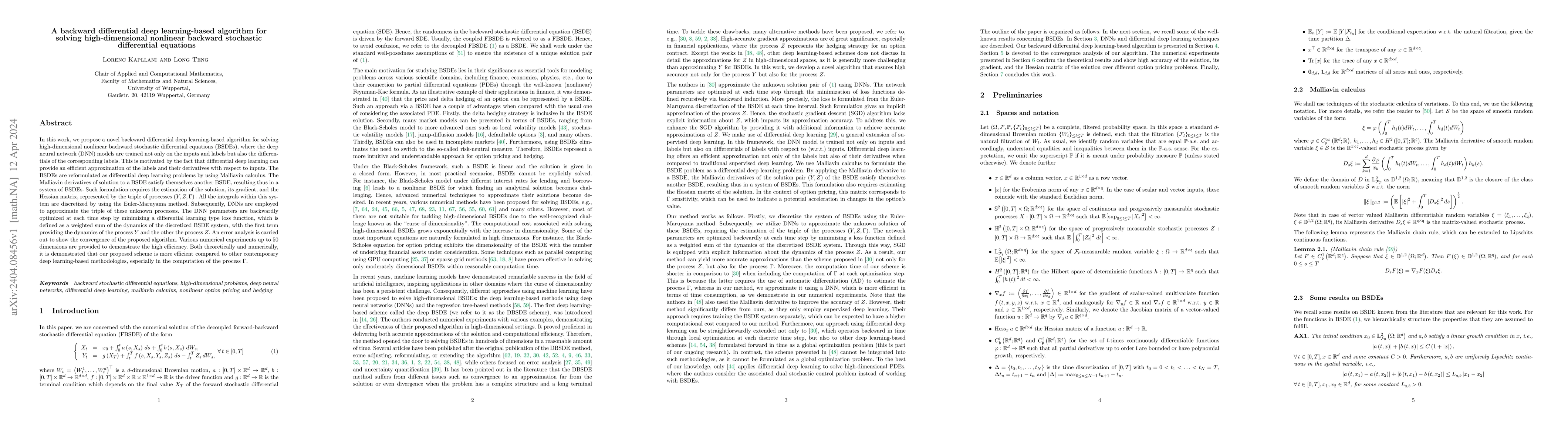 Thumbnail for A backward differential deep learning-based algorithm for solving
  high-dimensional nonlinear backward stochastic differential equations