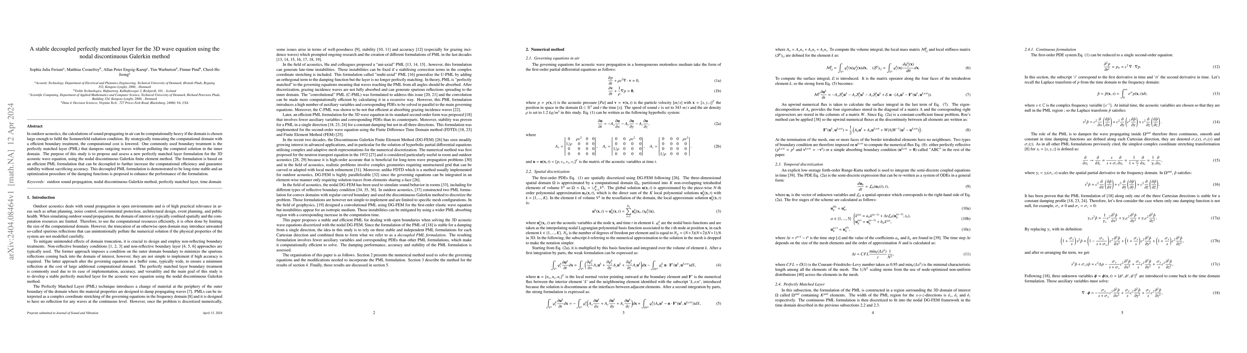 Thumbnail for A stable decoupled perfectly matched layer for the 3D wave equation
  using the nodal discontinuous Galerkin method
