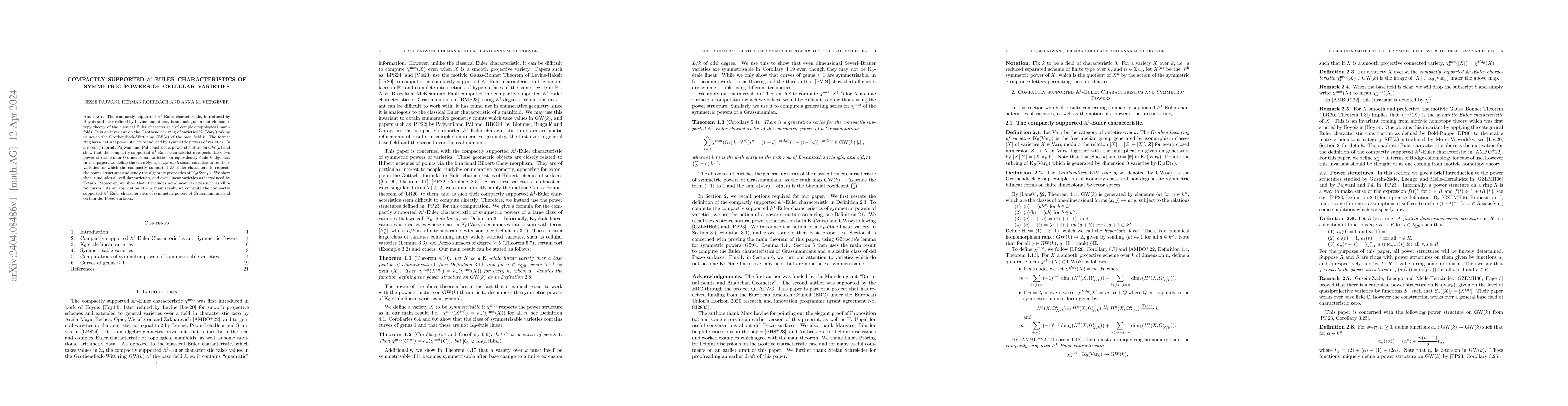 Thumbnail for Compactly supported $\mathbb{A}^1$-Euler characteristics of symmetric
  powers of cellular varieties