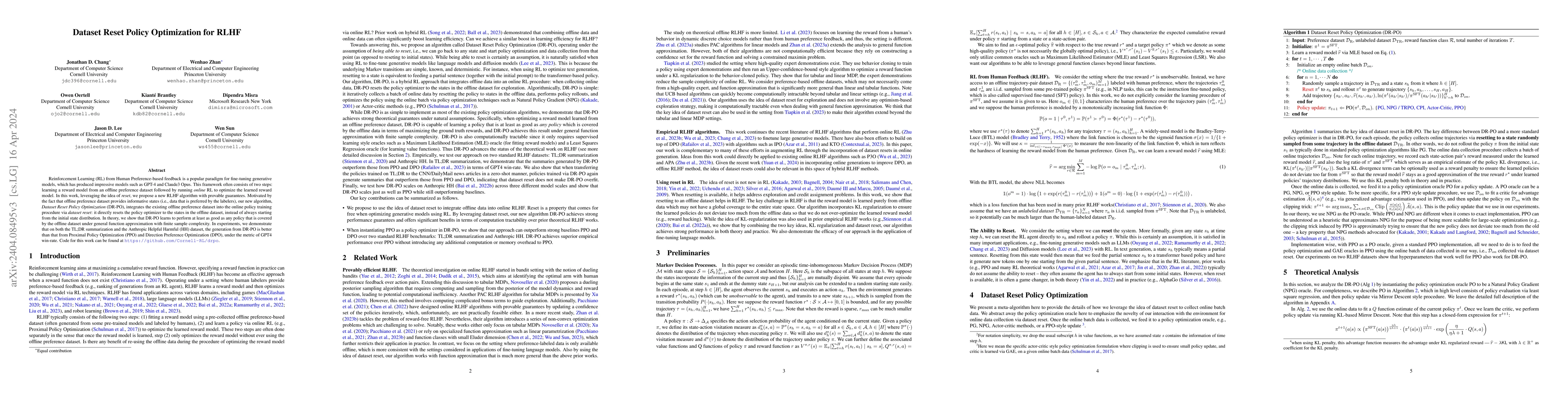 Thumbnail for Dataset Reset Policy Optimization for RLHF