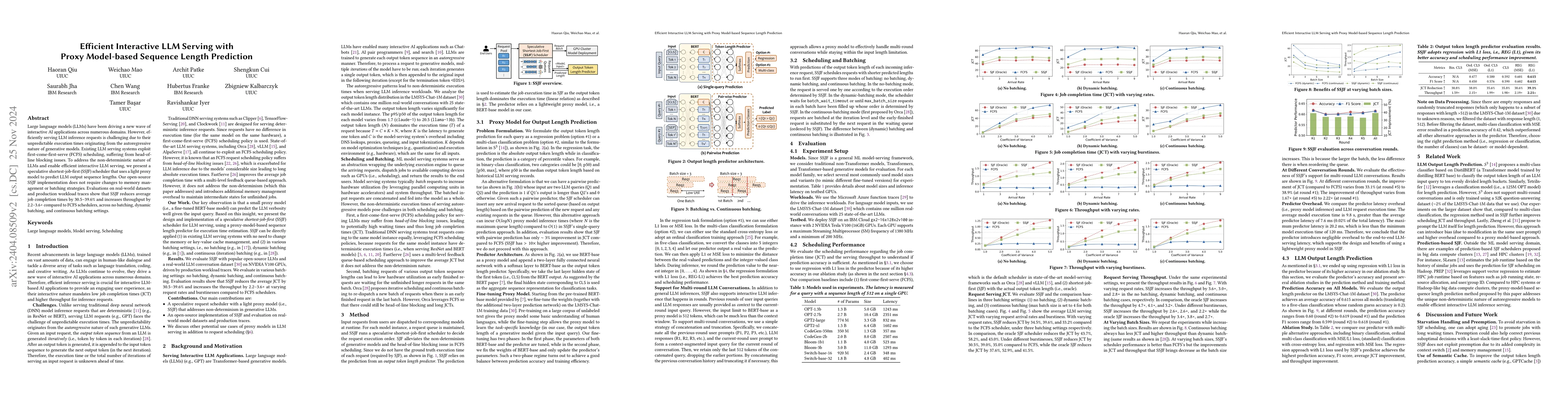 Thumbnail for Efficient Interactive LLM Serving with Proxy Model-based Sequence Length
  Prediction