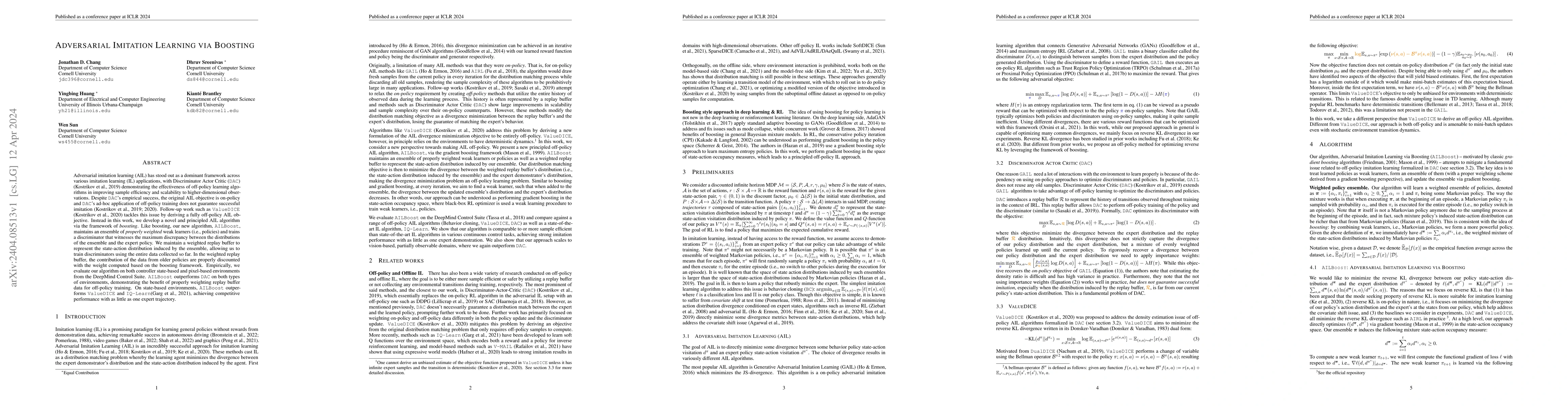 Thumbnail for Adversarial Imitation Learning via Boosting