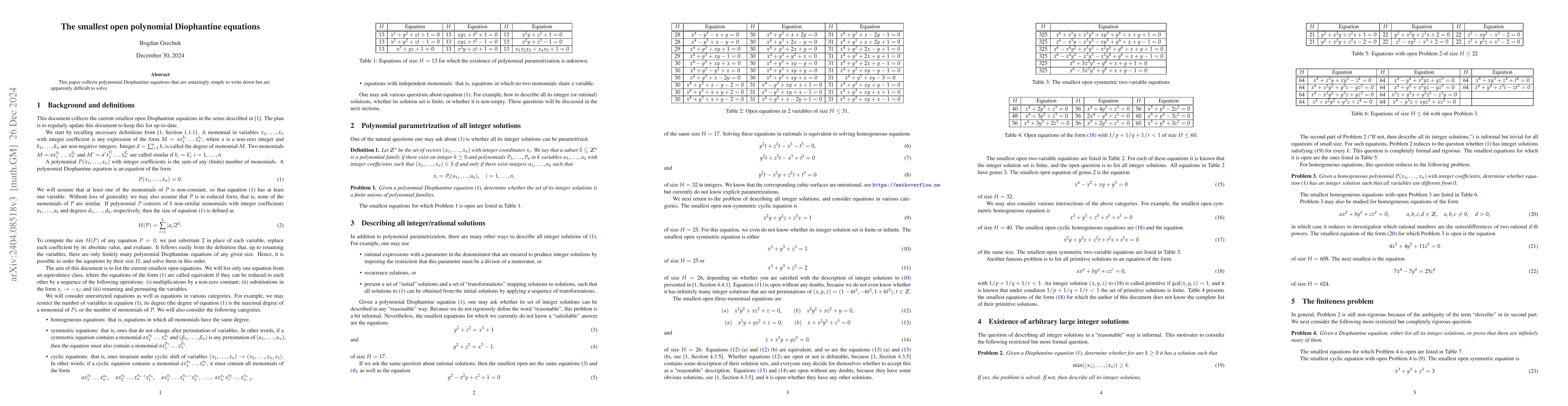 Thumbnail for A systematic approach to Diophantine equations: open problems