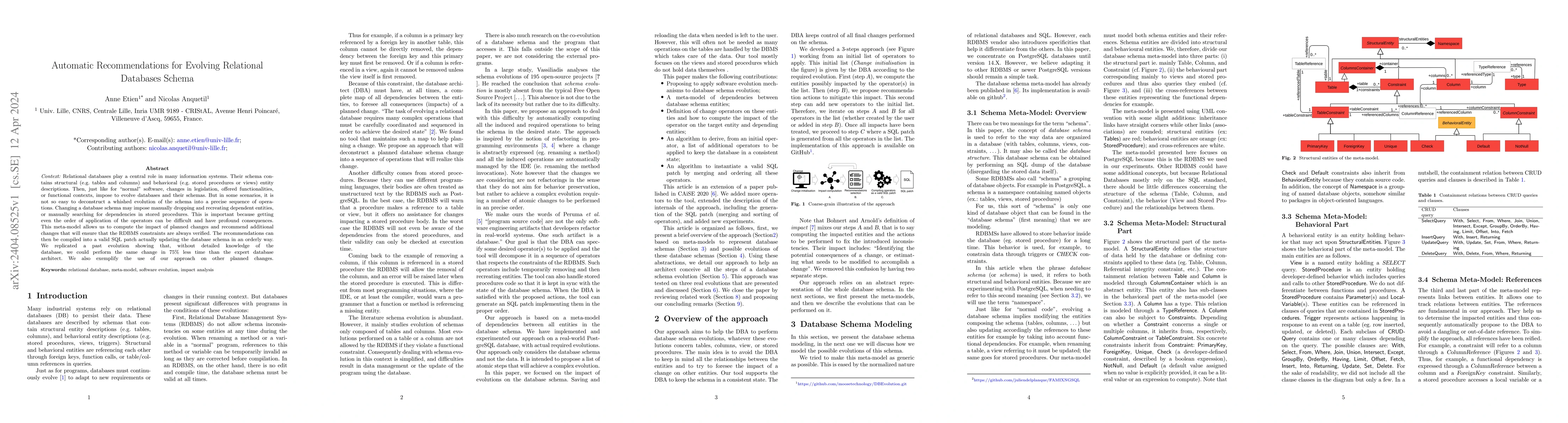 Thumbnail for Automatic Recommendations for Evolving Relational Databases Schema
