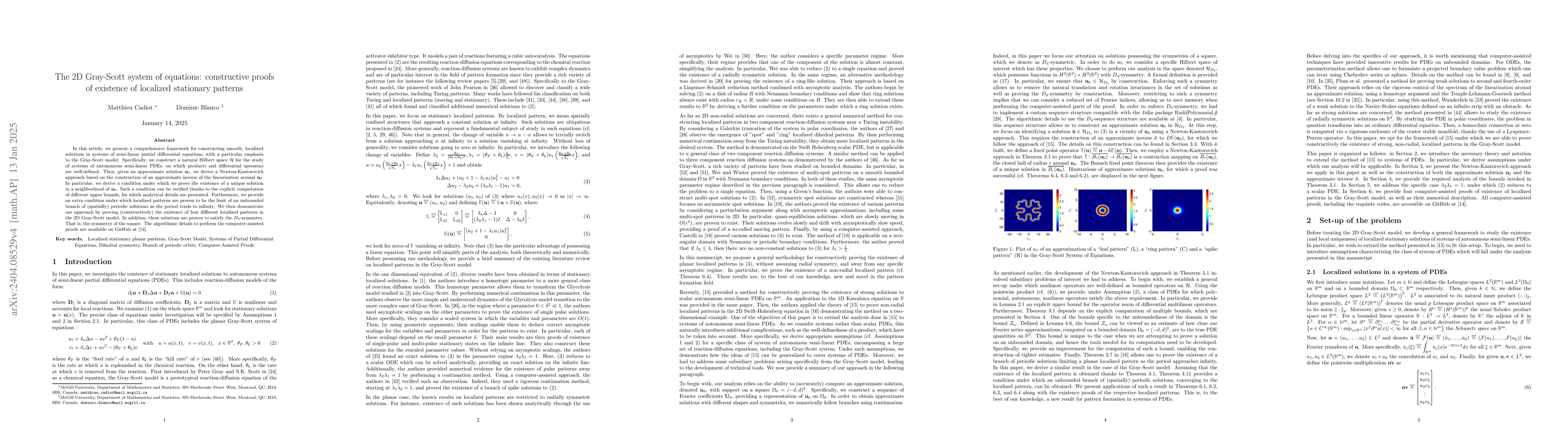 Thumbnail for The 2D Gray-Scott system of equations: constructive proofs of existence
  of localized stationary patterns