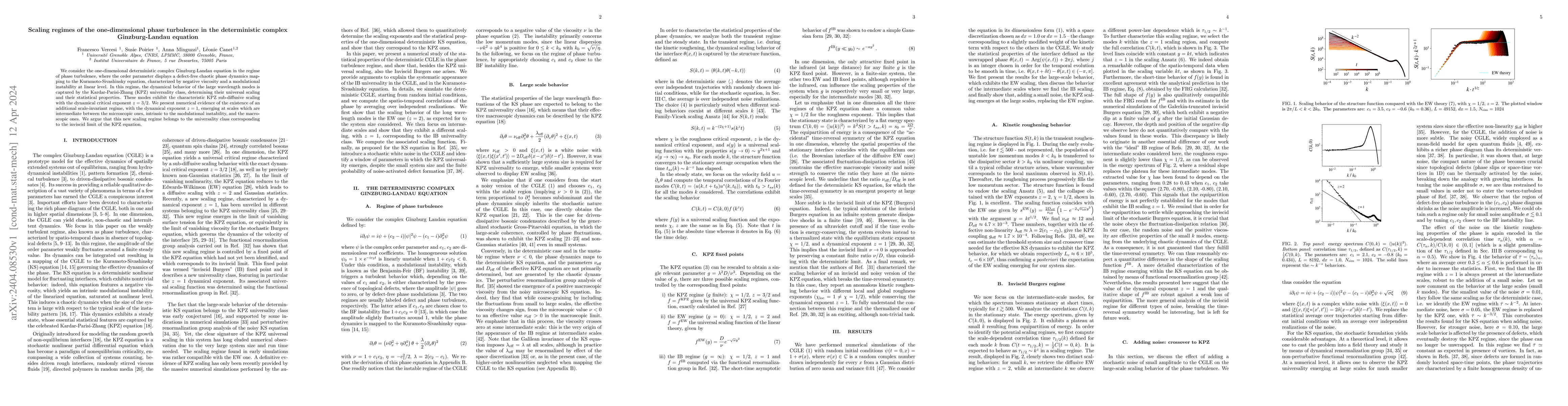 Thumbnail for Scaling regimes of the one-dimensional phase turbulence in the
  deterministic complex Ginzburg-Landau equation