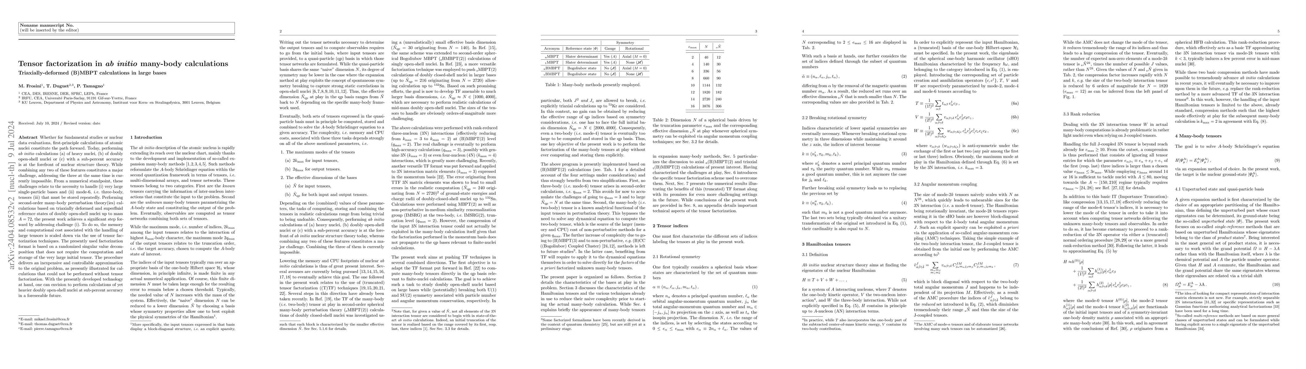 Thumbnail for Tensor factorization in ab initio many-body calculations:
  Triaxially-deformed (B) MBPT calculations in large bases
