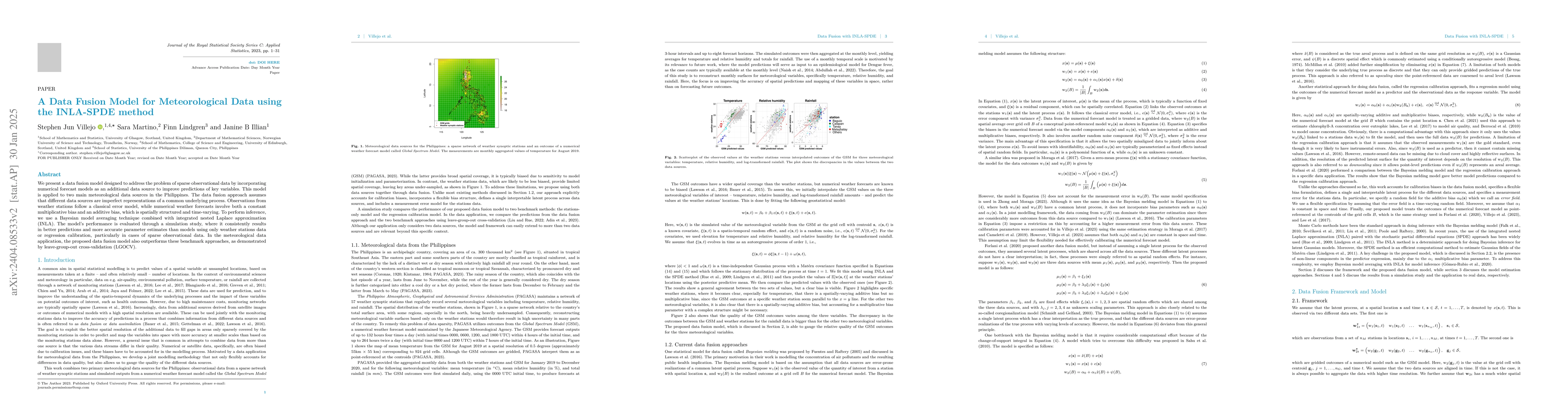 Thumbnail for A Data Fusion Model for Meteorological Data using the INLA-SPDE method