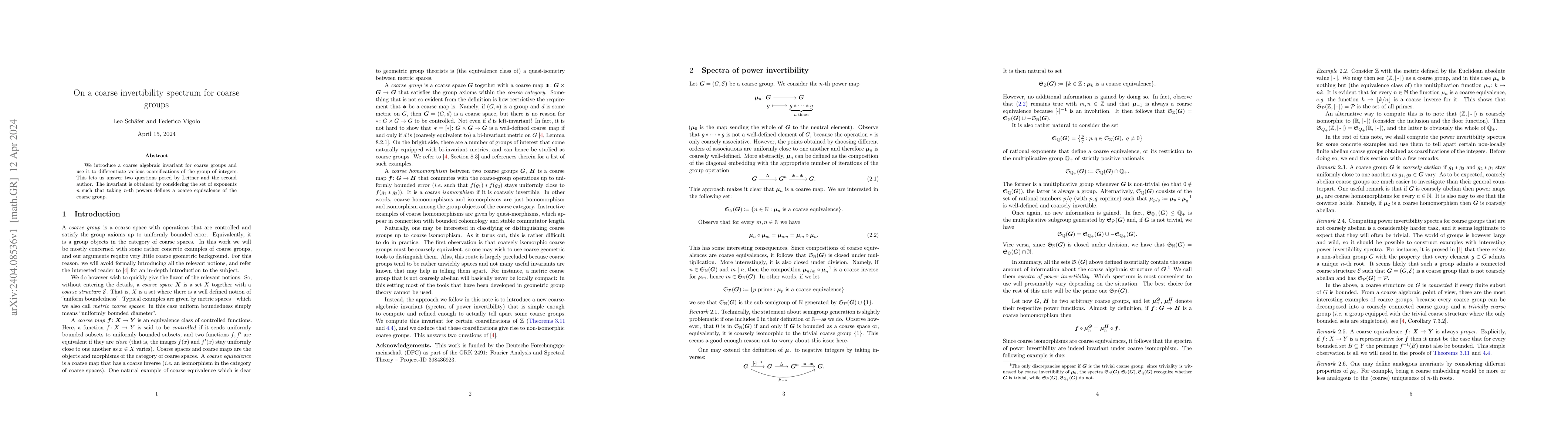 Thumbnail for On a coarse invertibility spectrum for coarse groups