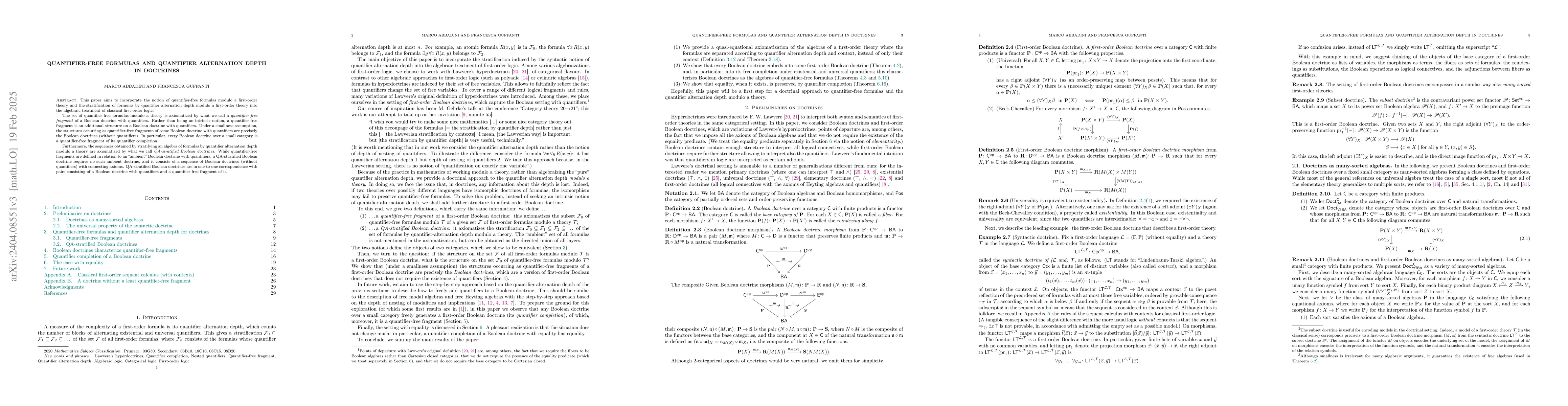 Thumbnail for Quantifier-free formulas and quantifier alternation depth in doctrines