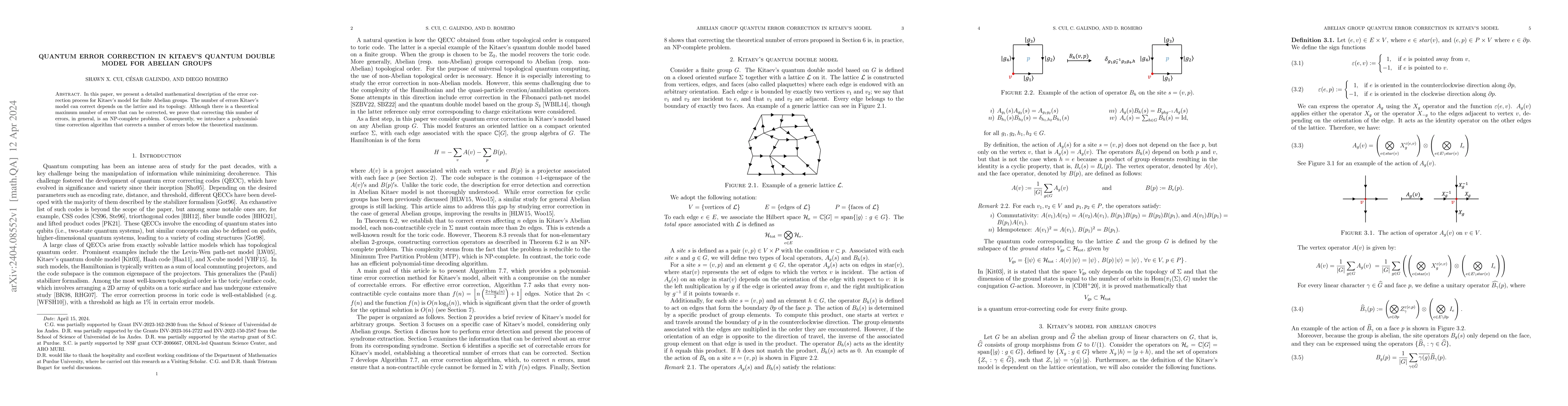Thumbnail for Abelian Group Quantum Error Correction in Kitaev's Model