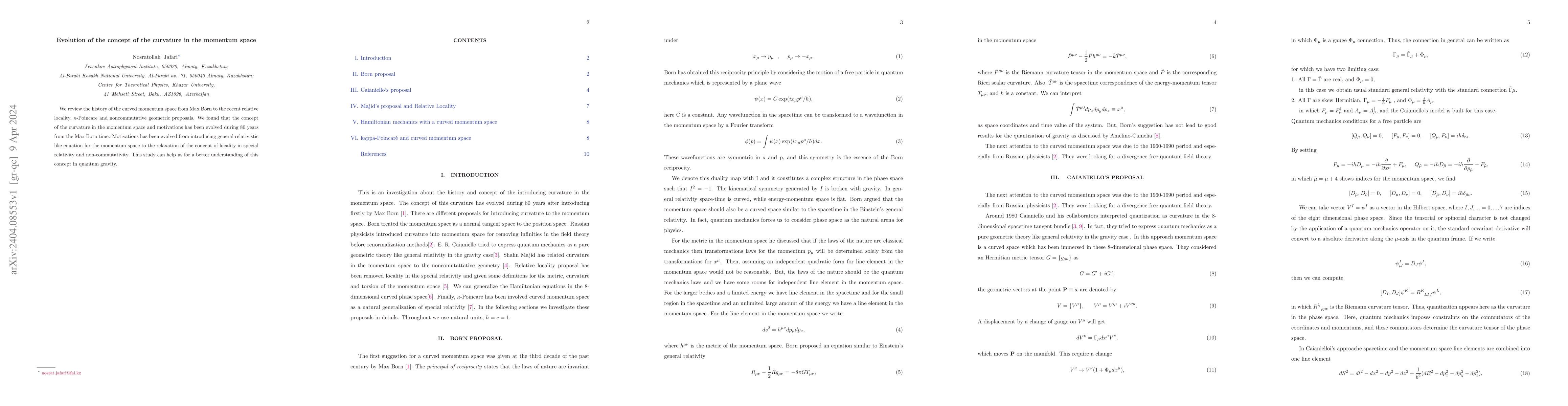 Thumbnail for Evolution of the concept of the curvature in the momentum space