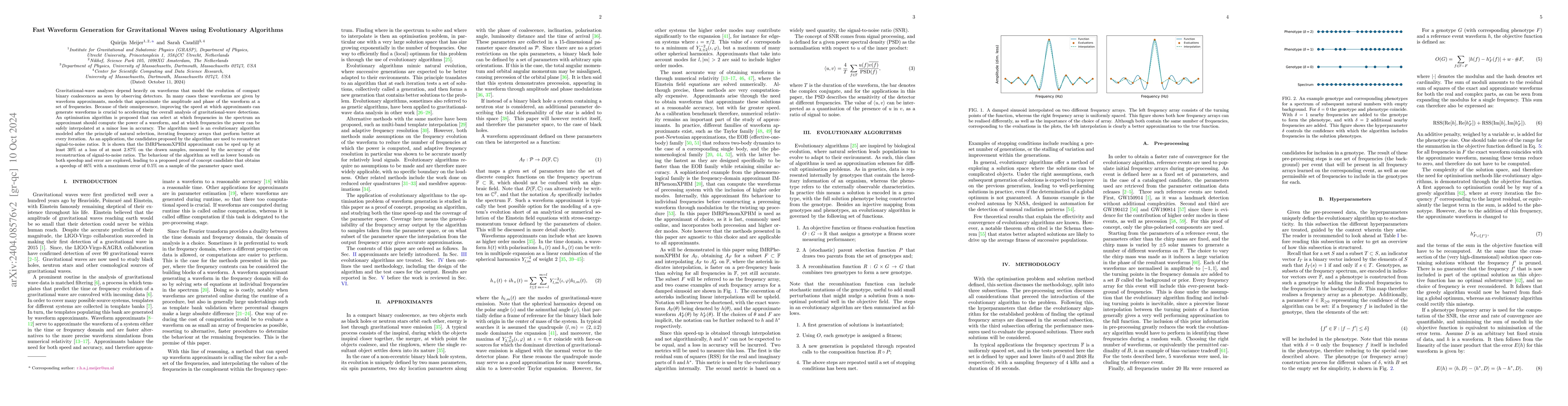 Thumbnail for Fast Waveform Generation for Gravitational Waves using Evolutionary
  Algorithms