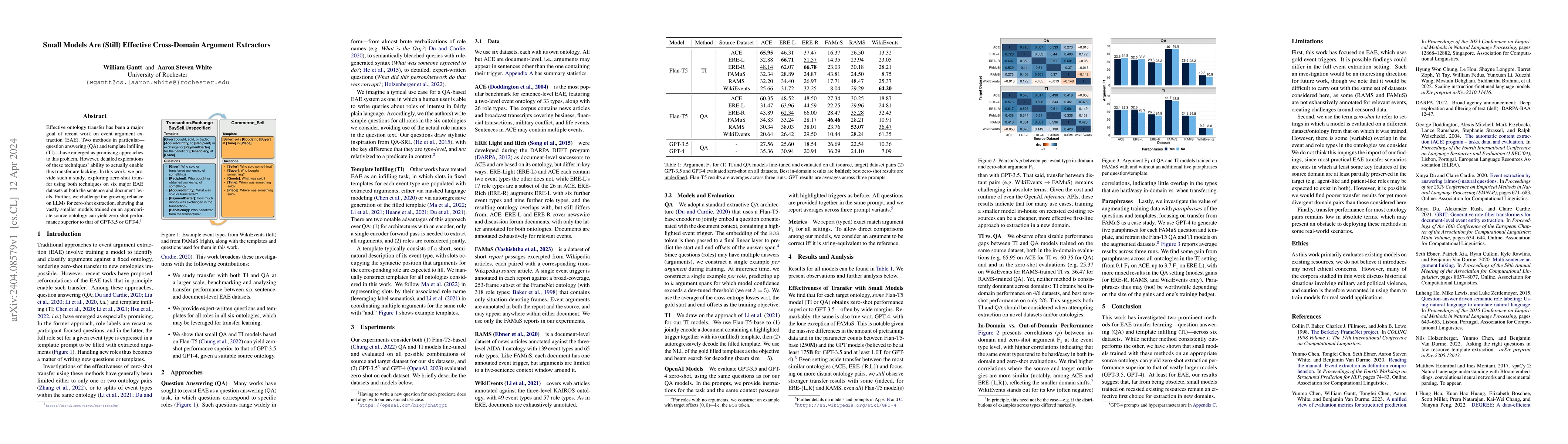 Thumbnail for Small Models Are (Still) Effective Cross-Domain Argument Extractors