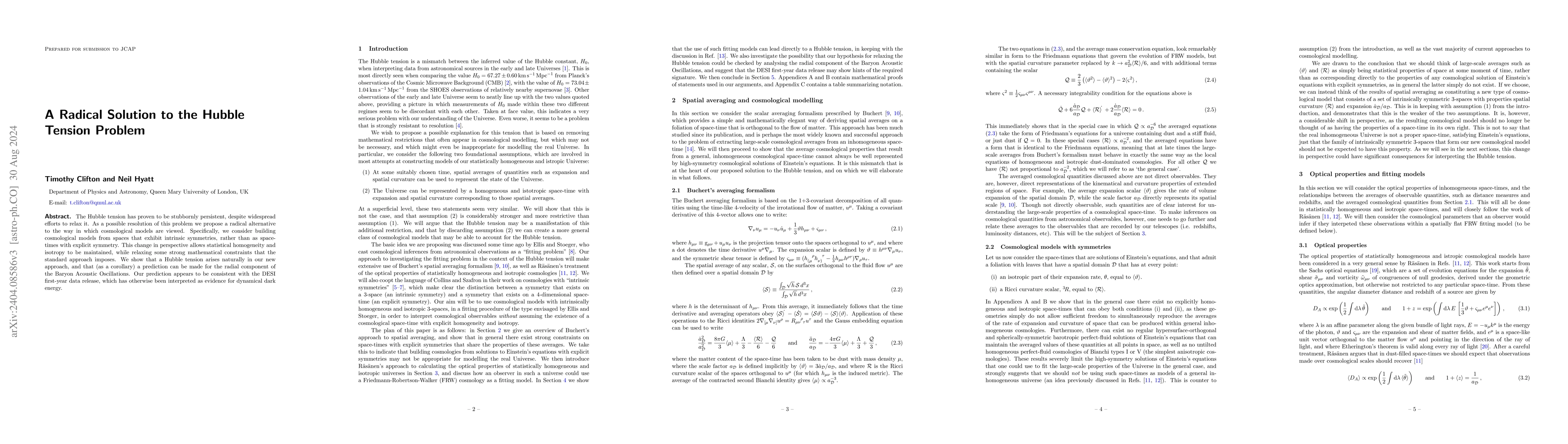 Thumbnail for A Radical Solution to the Hubble Tension Problem
