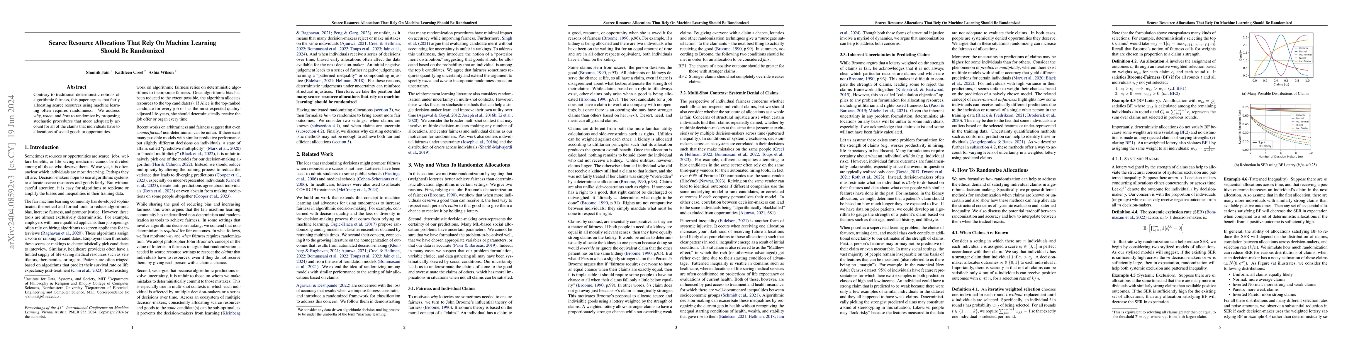 Thumbnail for Scarce Resource Allocations That Rely On Machine Learning Should Be
  Randomized