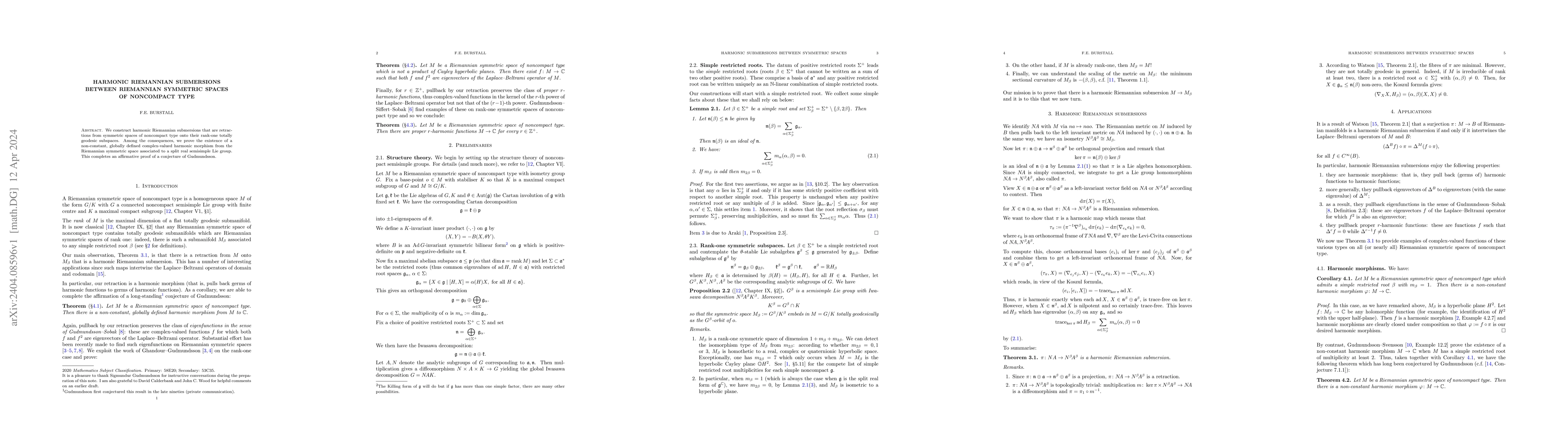Thumbnail for Harmonic Riemannian submersions between Riemannian symmetric spaces of
  noncompact type