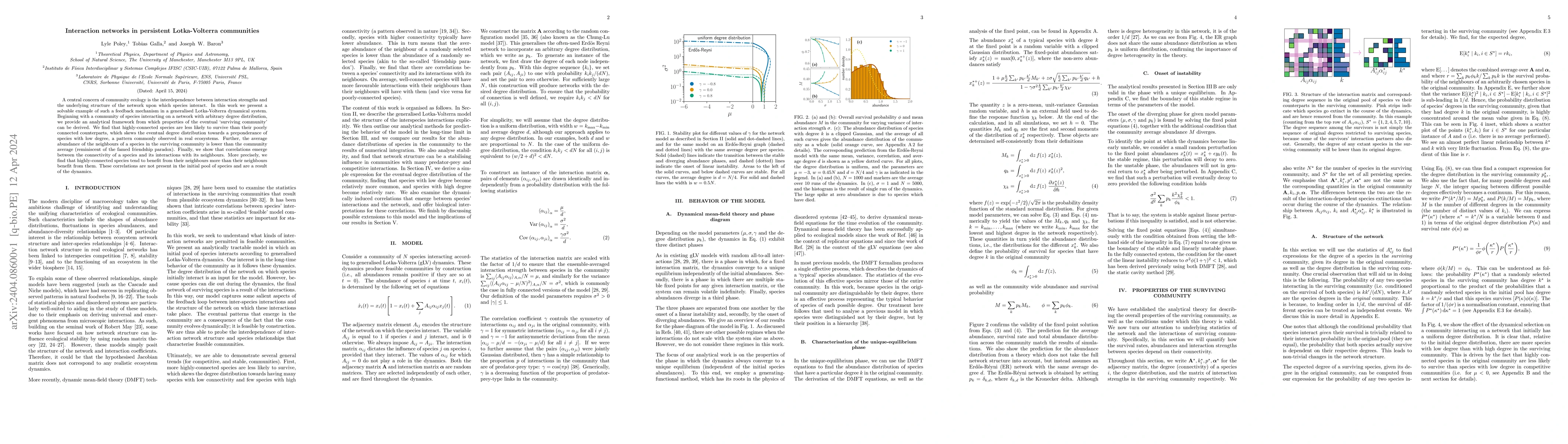 Thumbnail for Interaction networks in persistent Lotka-Volterra communities
