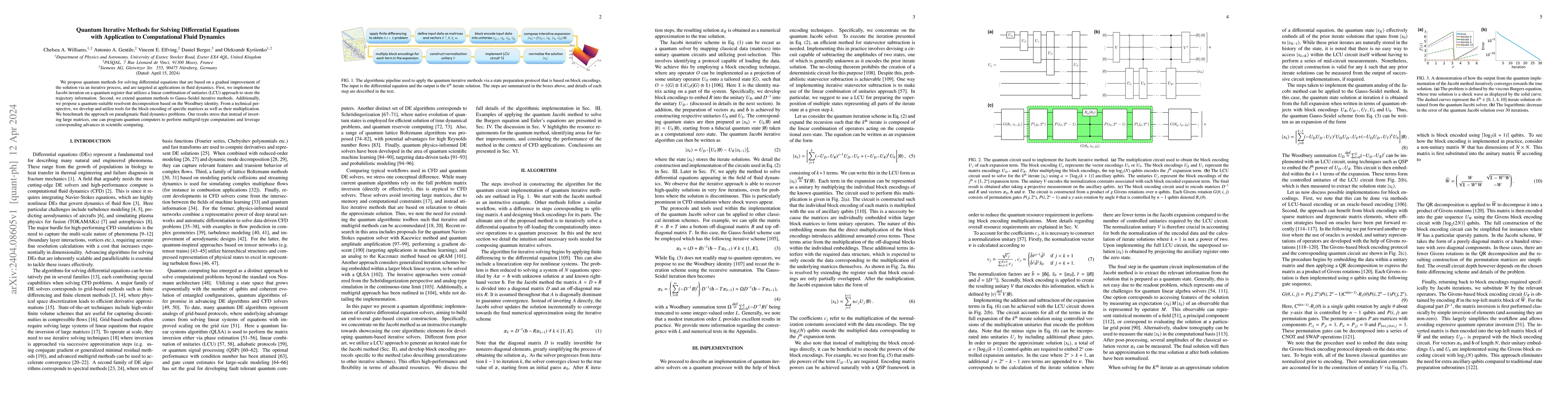 Thumbnail for Quantum Iterative Methods for Solving Differential Equations with
  Application to Computational Fluid Dynamics