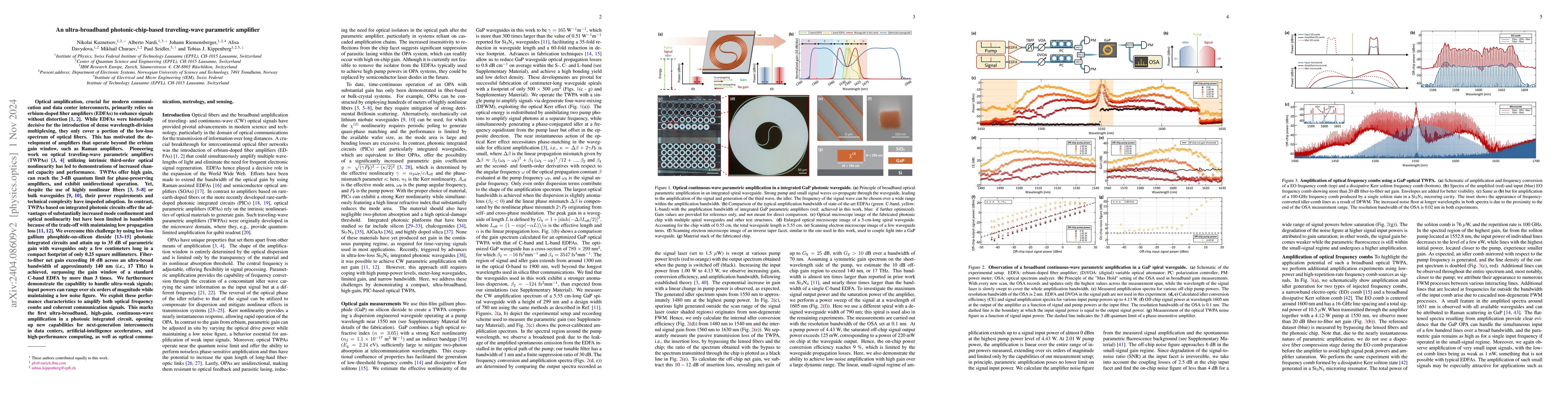 Thumbnail for An ultra-broadband photonic-chip-based traveling-wave parametric
  amplifier