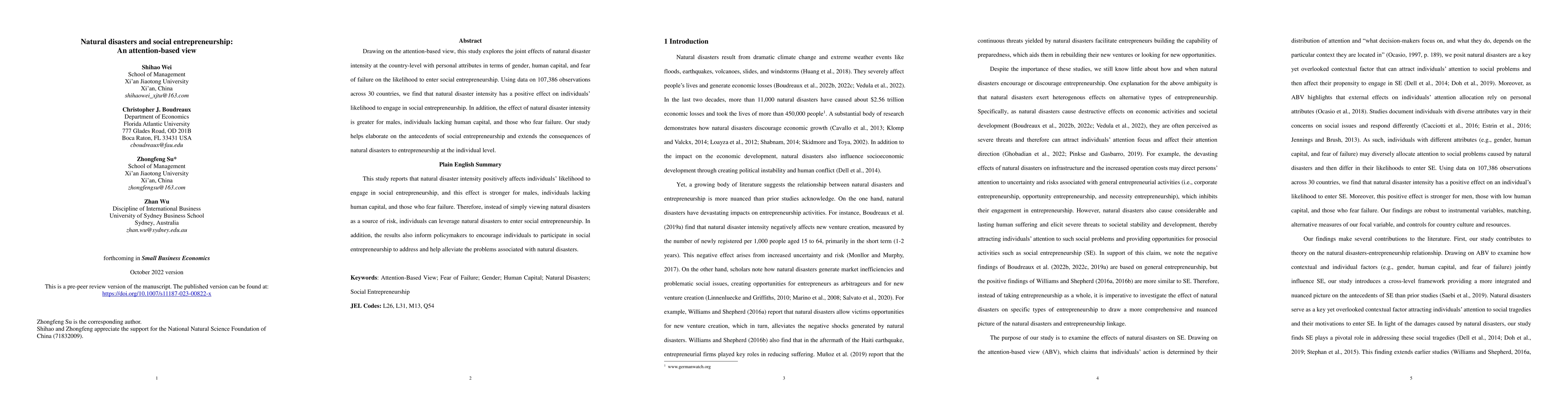 Thumbnail for Natural disasters and social entrepreneurship: An attention-based view