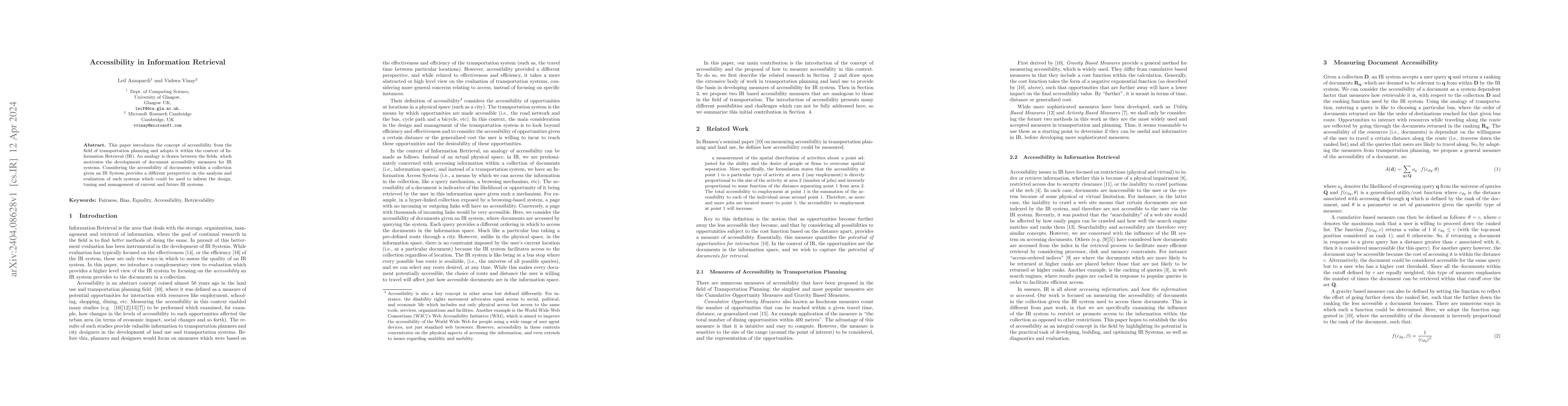 Thumbnail for Accessibility in Information Retrieval