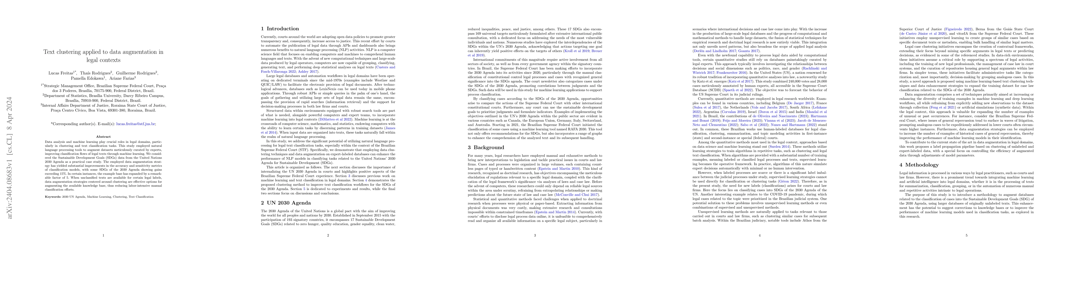 Thumbnail for Text clustering applied to data augmentation in legal contexts
