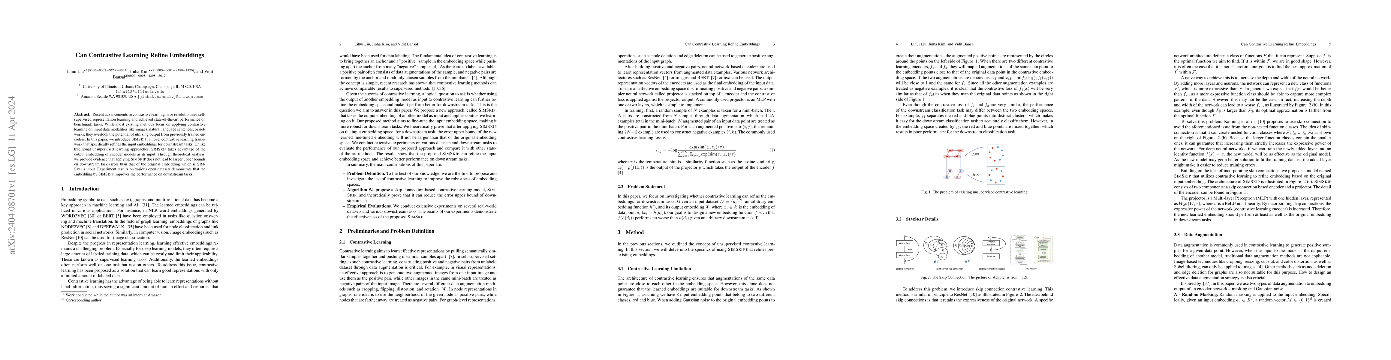 Thumbnail for Can Contrastive Learning Refine Embeddings