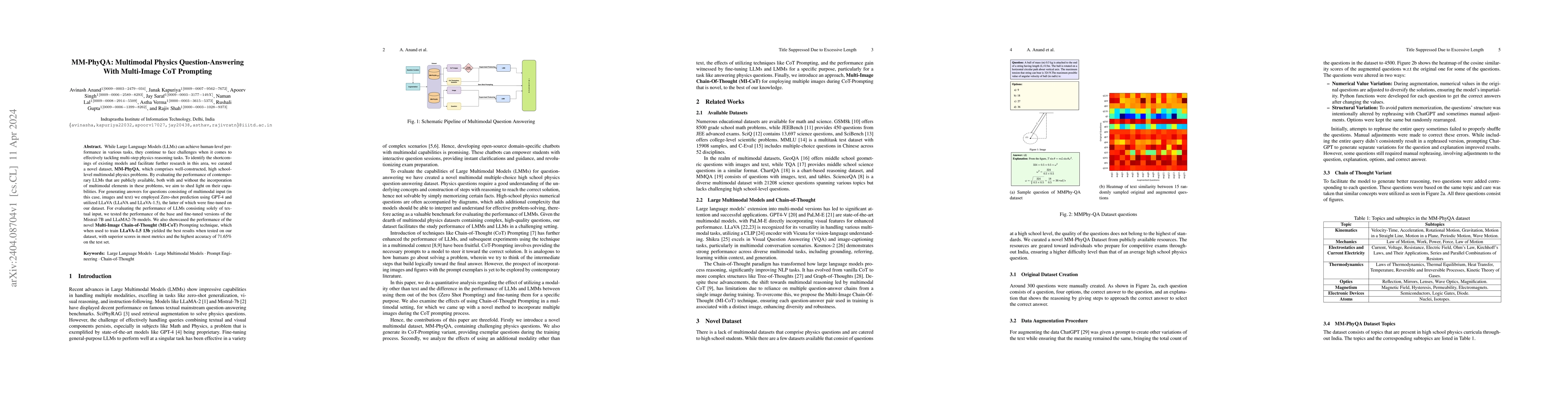Thumbnail for MM-PhyQA: Multimodal Physics Question-Answering With Multi-Image CoT
  Prompting
