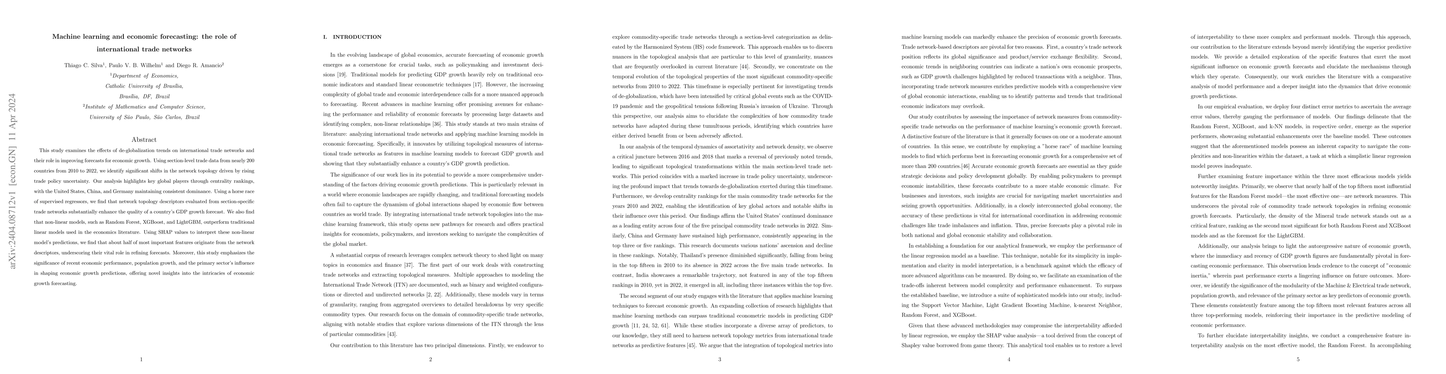 Thumbnail for Machine learning and economic forecasting: the role of international
  trade networks