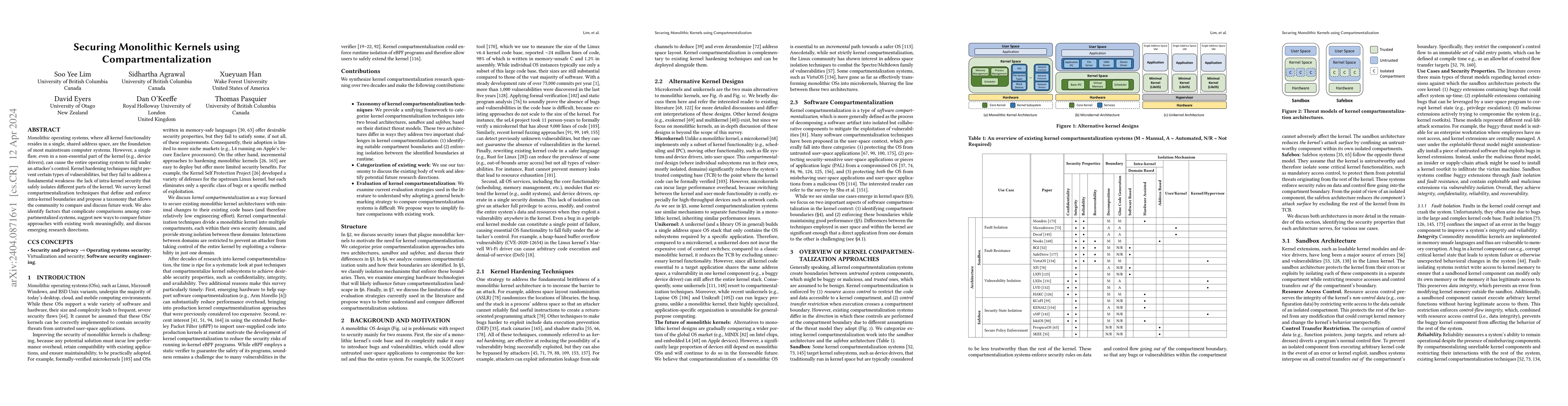 Thumbnail for Securing Monolithic Kernels using Compartmentalization