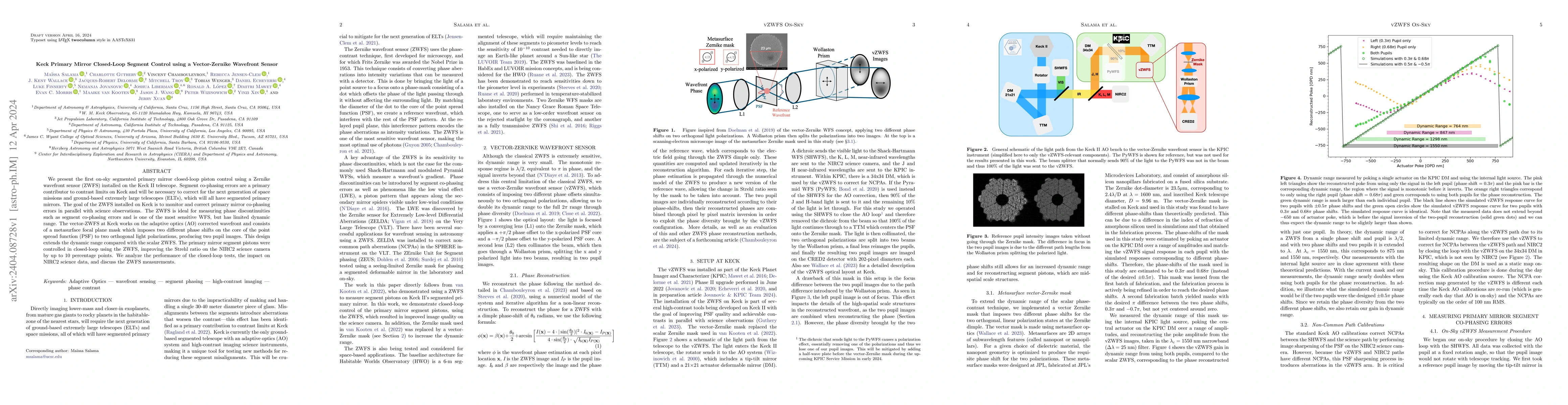 Thumbnail for Keck Primary Mirror Closed-Loop Segment Control using a Vector-Zernike
  Wavefront Sensor