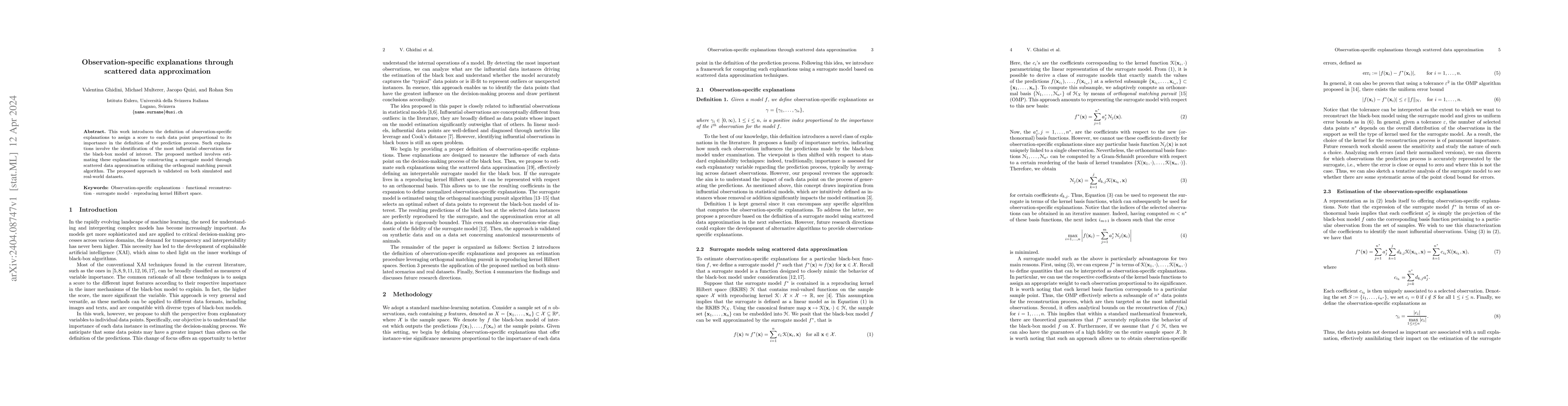 Thumbnail for Observation-specific explanations through scattered data approximation