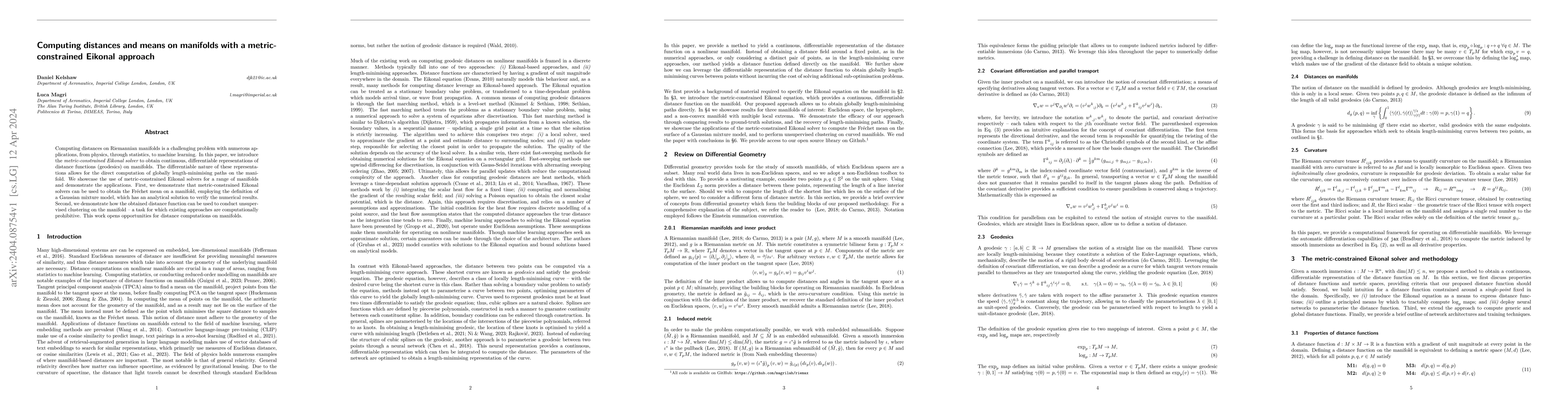 Thumbnail for Computing distances and means on manifolds with a metric-constrained
  Eikonal approach