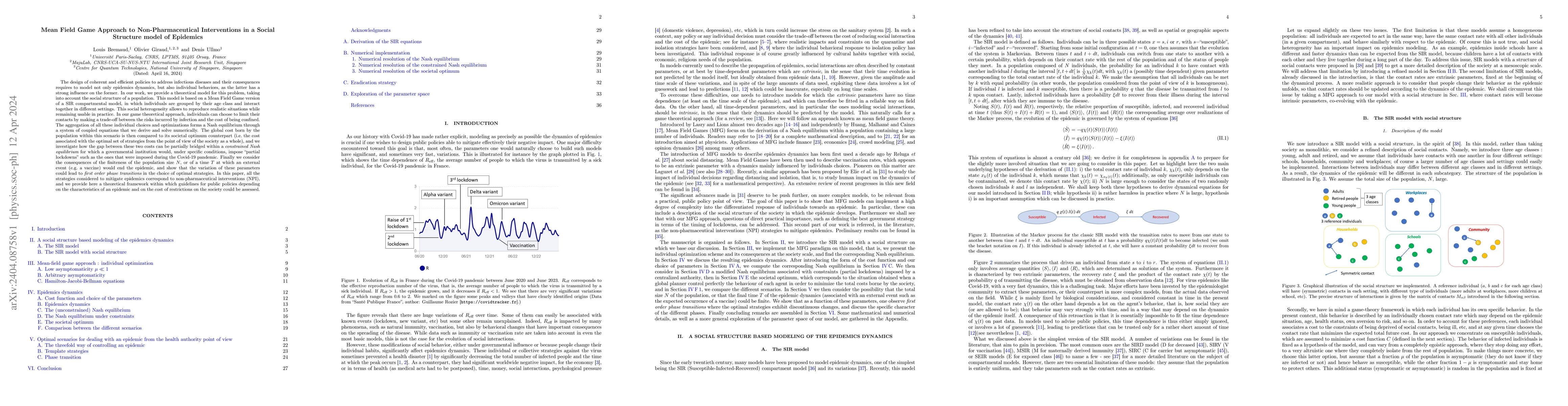 Thumbnail for Mean Field Game Approach to Non-Pharmaceutical Interventions in a Social
  Structure model of Epidemics