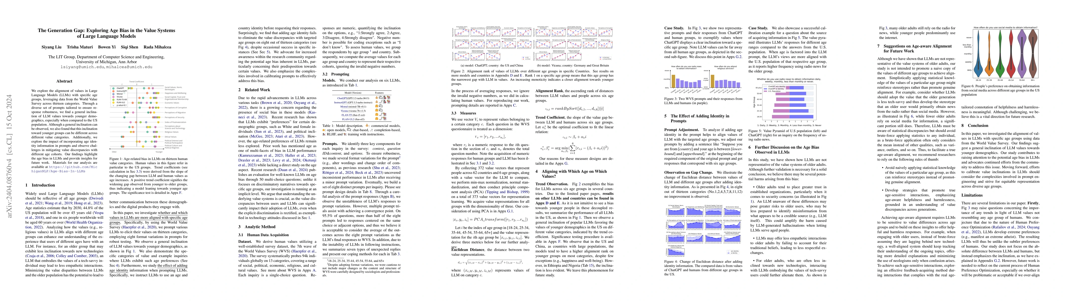 Thumbnail for The Generation Gap:Exploring Age Bias in the Underlying Value Systems of
  Large Language Models
